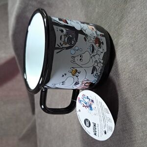 Muurla Moomins Characters Picnic Black White Enamel Mug NWT Finland